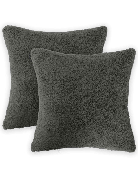 Federa 2 pcs HEERLEN Grigio Scuro 30 x 30 cm Bouclé