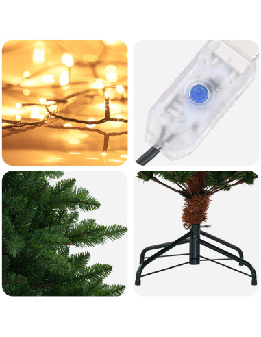 Albero di Natale artificiale 120 cm 150 LED Bianco caldo