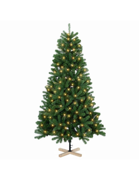 Albero di Natale artificiale 150 cm 150 LED Bianco caldo PVC
