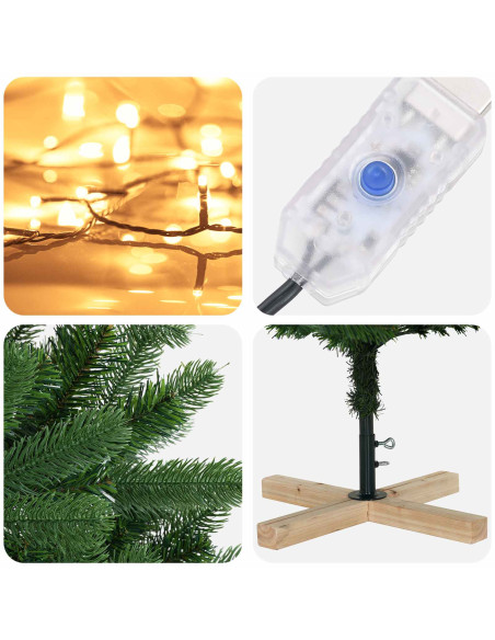 Albero di Natale artificiale 150 cm 150 LED Bianco caldo PVC