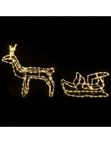 Decorazione natalizia con renna e slitta LOVIISA 240 LED