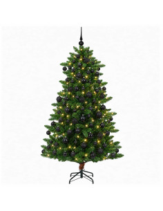 Albero di Natale Artificiale con Palline 210 cm 300 LED 2