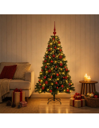 Albero di Natale Artificiale con Palline 120 cm 150 LED