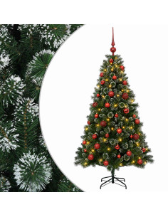 Albero di Natale Artificiale con Palline 120 cm 150 LED 2
