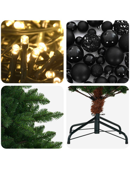 Albero di Natale Artificiale con Palline 210 cm 300 LED