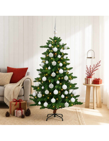 Albero di Natale Artificiale con Palline 150 cm 150 LED
