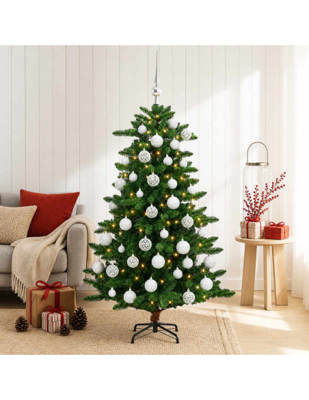 Albero di Natale Artificiale con Palline 150 cm 150 LED