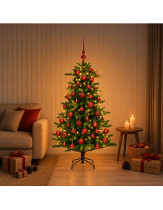 Albero di Natale Artificiale con Palline 150 cm 150 LED