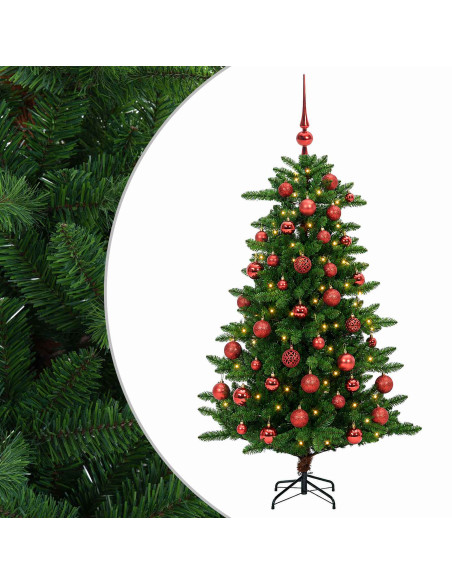 Albero di Natale Artificiale con Palline 150 cm 150 LED