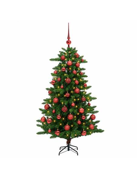 Albero di Natale Artificiale con Palline 150 cm 150 LED