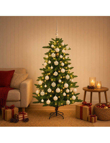 Albero di Natale Artificiale con Palline 120 cm 150 LED