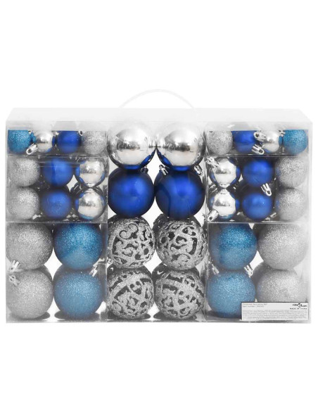 Palline di Natale 100 pz Blu e Argento 3 / 4 / 6 cm