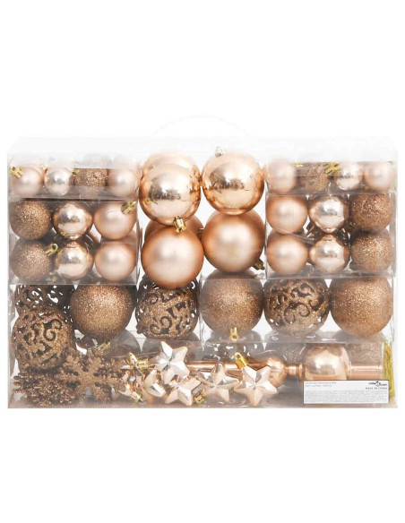 Set Palline di Natale 111 pz Oro Rosa in Polistirene