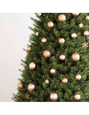 Set Palline di Natale 111 pz Oro Rosa in Polistirene