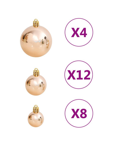 Set Palline di Natale 111 pz Oro Rosa in Polistirene
