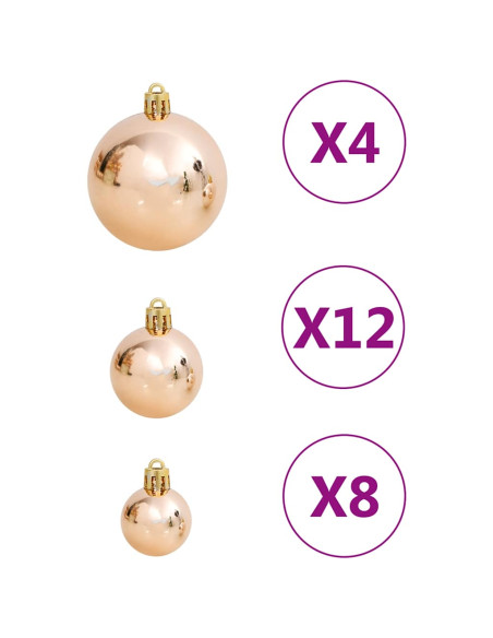 Set Palline di Natale 111 pz Oro Rosa in Polistirene