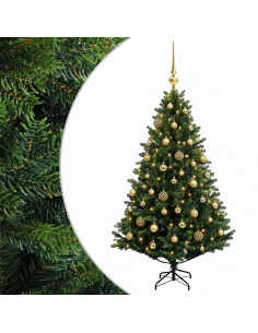 Albero di Natale Artificiale con Palline 120 cm 150 LED 2