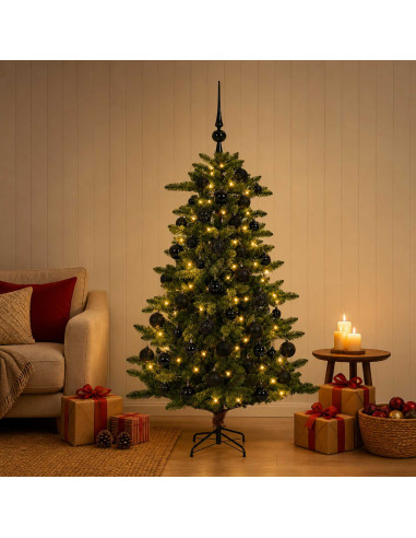 Albero di Natale Artificiale con Palline 150 cm 150 LED