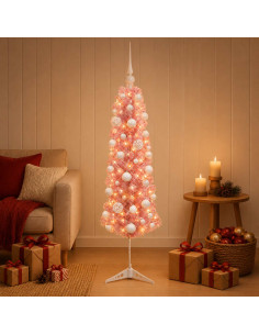 Albero di Natale artificiale slim con pallina 120 cm 150 LED