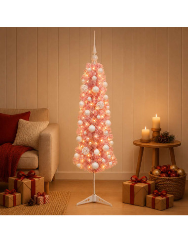 Albero di Natale artificiale slim con pallina 120 cm 150 LED