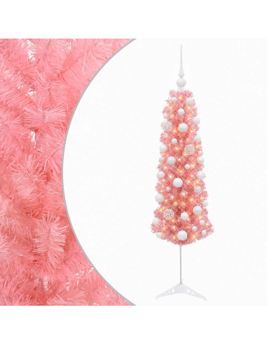 Albero di Natale artificiale slim con pallina 120 cm 150 LED