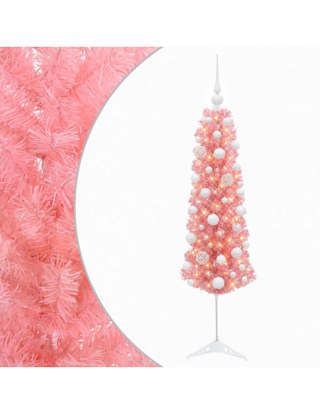 Albero di Natale artificiale slim con pallina 120 cm 150 LED