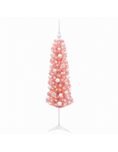 Albero di Natale artificiale slim con pallina 120 cm 150 LED