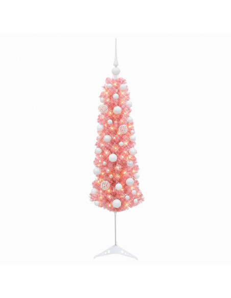 Albero di Natale artificiale slim con pallina 120 cm 150 LED