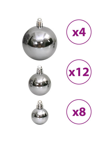Palline di Natale 100 pz Grigie 3 / 4 / 6 cm