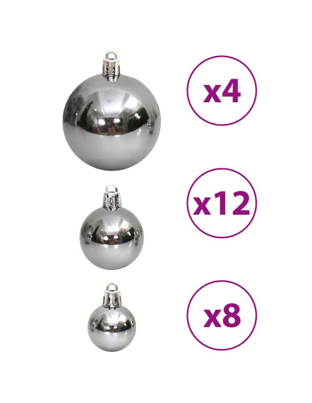 Palline di Natale 100 pz Grigie 3 / 4 / 6 cm