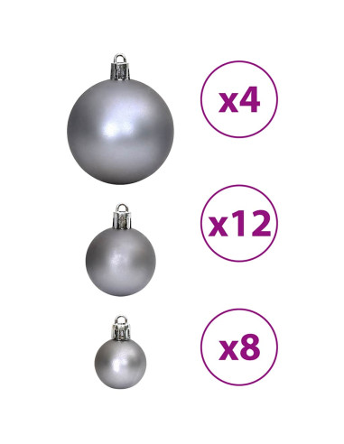 Palline di Natale 100 pz Grigie 3 / 4 / 6 cm