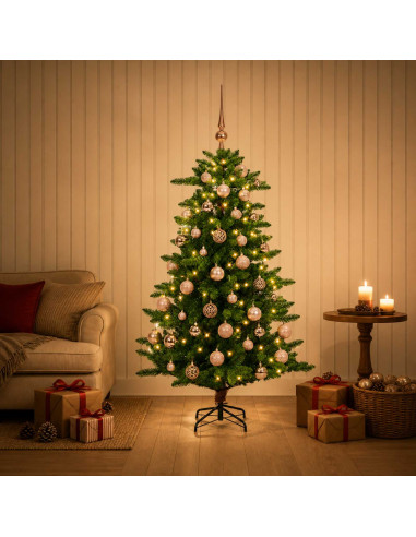 Albero di Natale Artificiale con Palline 150 cm 150 LED