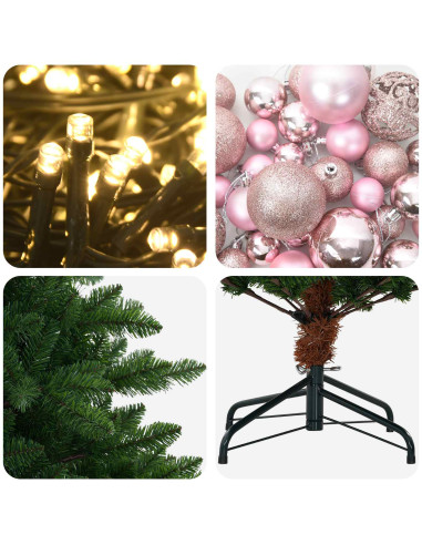 Albero di Natale Artificiale con Palline 210 cm 300 LED