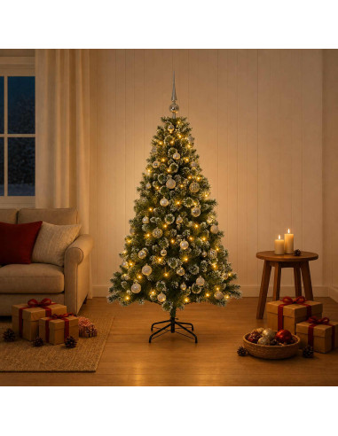 Albero di Natale Artificiale con Palline 150 cm 150 LED