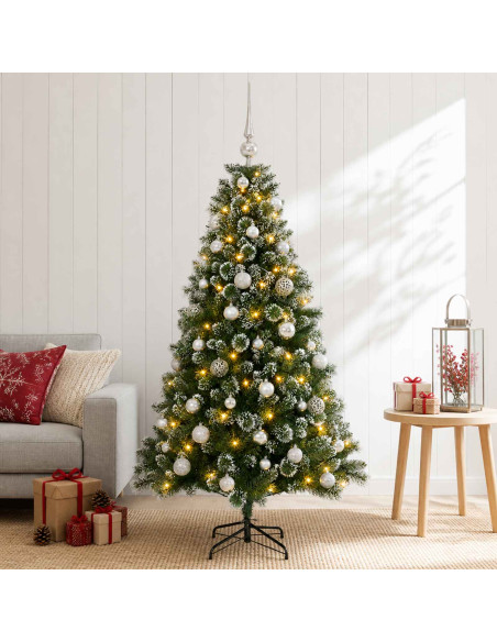 Albero di Natale Artificiale con Palline 150 cm 150 LED