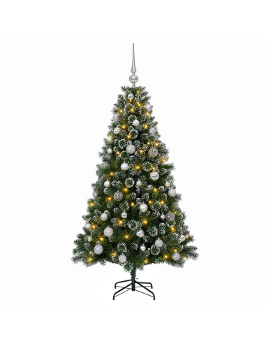 Albero di Natale Artificiale con Palline 150 cm 150 LED
