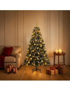 Albero di Natale artificiale con palline 120 cm 150 LED