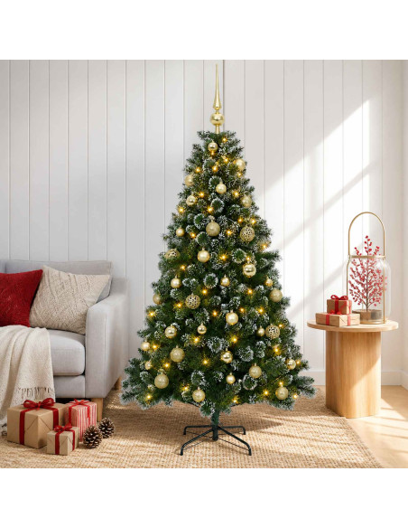 Albero di Natale artificiale con palline 120 cm 150 LED
