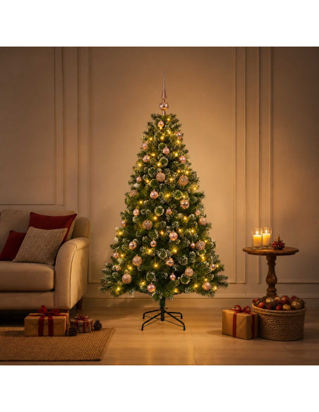 Albero di Natale Artificiale con Palline 120 cm 150 LED