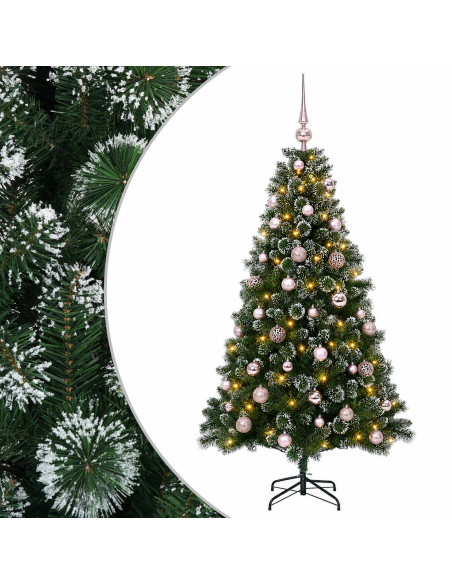 Albero di Natale Artificiale con Palline 120 cm 150 LED