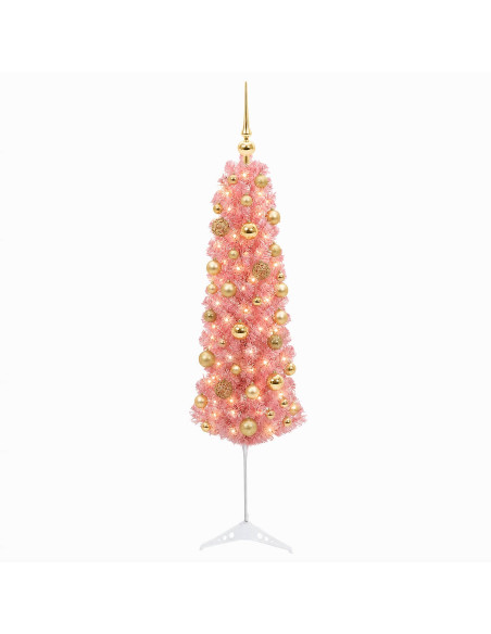 Albero di Natale Artificiale Slim con Palline 120 cm 150 LED