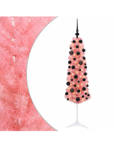 Albero di Natale artificiale sottile con palline 120 cm 150 LED 2