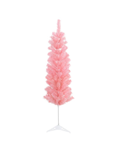 Albero di Natale artificiale sottile con palline 120 cm 150 LED