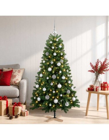 Albero di Natale artificiale con palline 150 cm 150 LED
