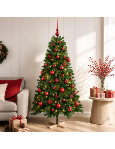 Albero di Natale artificiale con palline 150 cm 150 LED