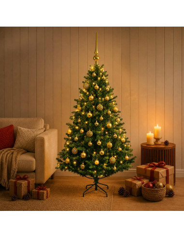 Albero di Natale artificiale con palline 150 cm 150 LED