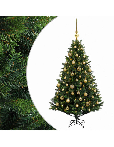 Albero di Natale artificiale con palline 150 cm 150 LED