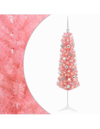 Albero di Natale Artificiale Slim con Palline 120 cm 150 LED
