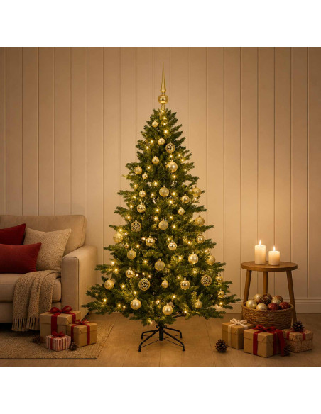 Albero di Natale artificiale con palline 120 cm 150 LED