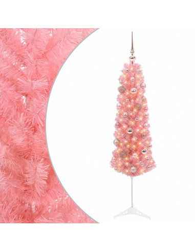 Albero di Natale Artificiale Slim con Palline 120 cm 150 LED